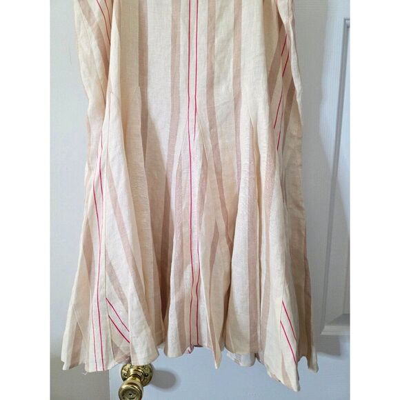 ALEXIS Dimma Sleeveless Linen Mini Dress in Heather Beige Stripe Size L - Picture 9 of 10